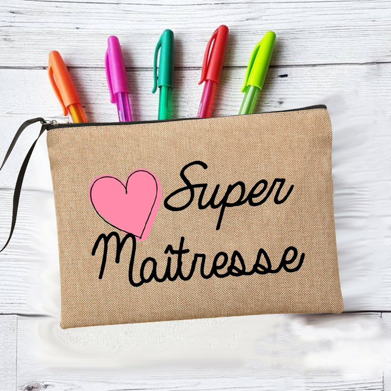Merci Super Maîtresse machen-hoch Taschen Lehrer der Lagerung Beutel Reise Toiletten Organizer Reißverschluss Kosmetik Taschen für Maîtresse