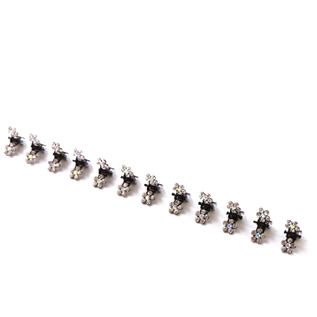 12PCS/Set Girls Small Crystal Flowers Metal Hair Claws Children Rhinestone Hair Clamp Kids Baby Hairpins