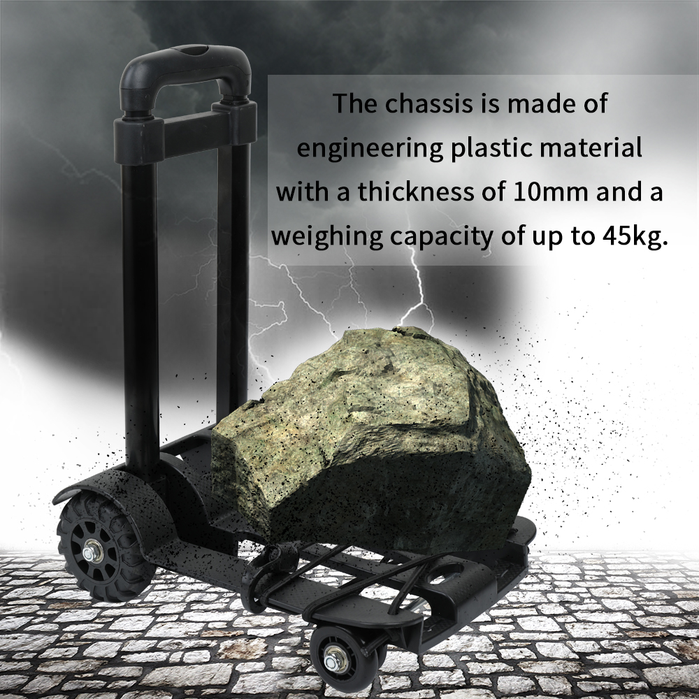 Portable Foldable Luggage Shopping Travel Cart Flatbed Trailer Trolley Barrow with Black Pull Rod