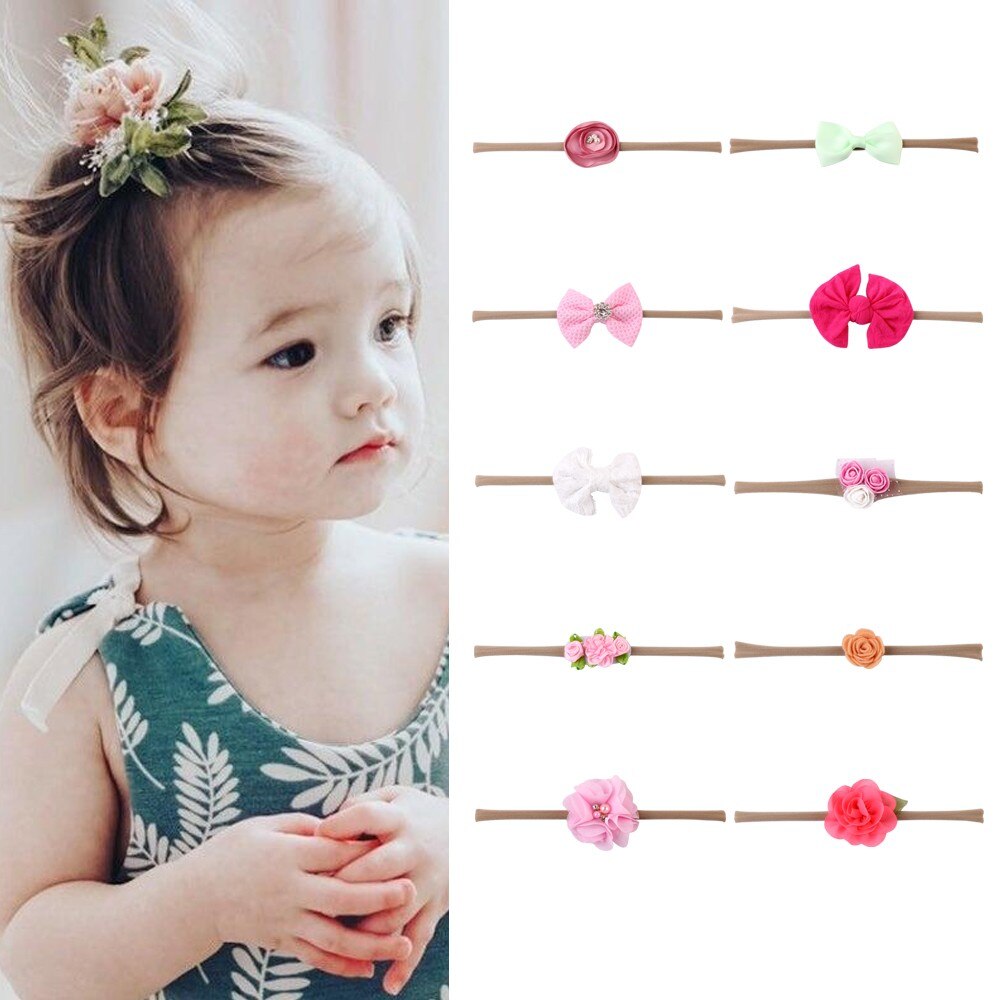 10 pçs/set crianças infantil bandana do bebê menina arco-nó grampo de cabelo conjunto lindo acessórios de cabelo headbands chouchou cheveux fille: B