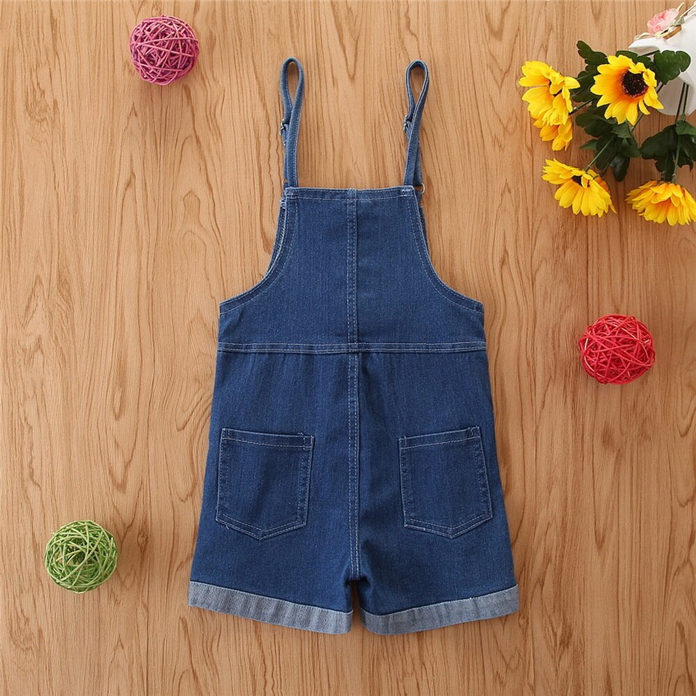 Bambino del bambino del Denim Delle Ragazze Tute E Tute Da Palestra 2020 di Modo Tasche Shorts Tute E Tute Da Palestra Per I Bambini Summmer Pulsante Denim Tute Dei Bambini Casual D30