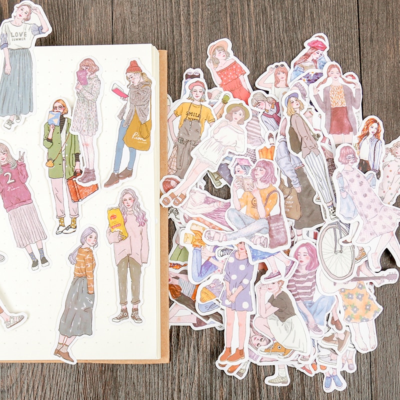 100pcs/pack cute Girls stickers Diary Stickers Scrapbooking Decoration Paper Stationery DIY Sticker School Supply waterproof
