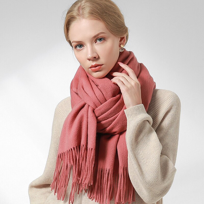 Ryssland ull halsduk kvinnor tjockare varma echarpe wraps damer foulard femme vinter solid kamel merino fina ull halsdukar
