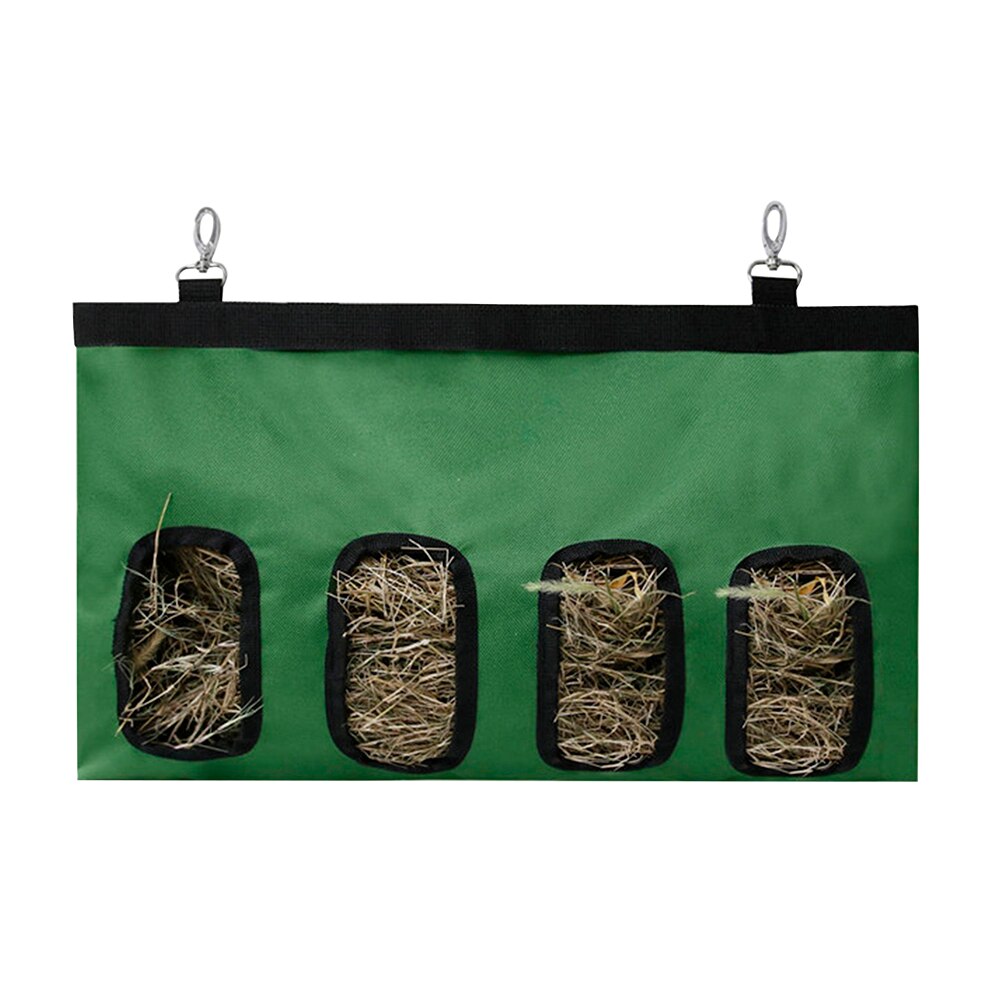 Oxford Cloth Small Animals Supplies Hay Bag Hanging Pouch Feeder Holder 2/4 Holes Hay Bag Hanging Feeder Sack Holder: 4 Holes Green