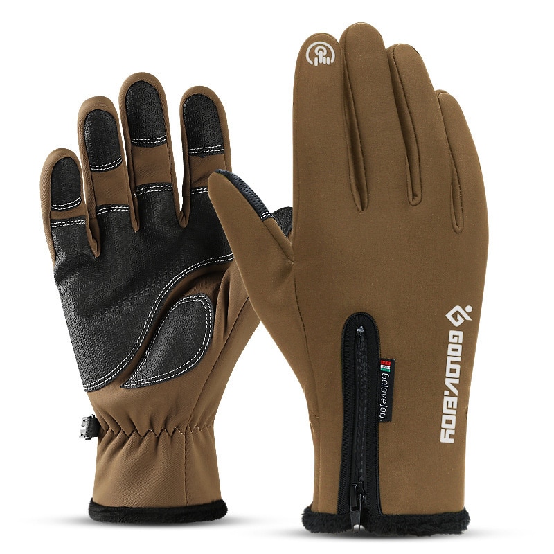 Golovejoy unisexe écran tactile gants hiver Sports de plein air imperméable pratique Durable matériel ski: Sand / L