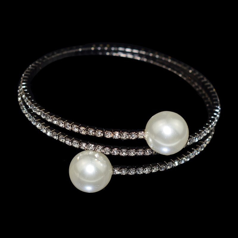 YLIOYE-ensembles de mariée avec perles simulées, collier, collier, collier, collier, bijoux pour femmes, fête de mariage: 2 rows bracelet blac