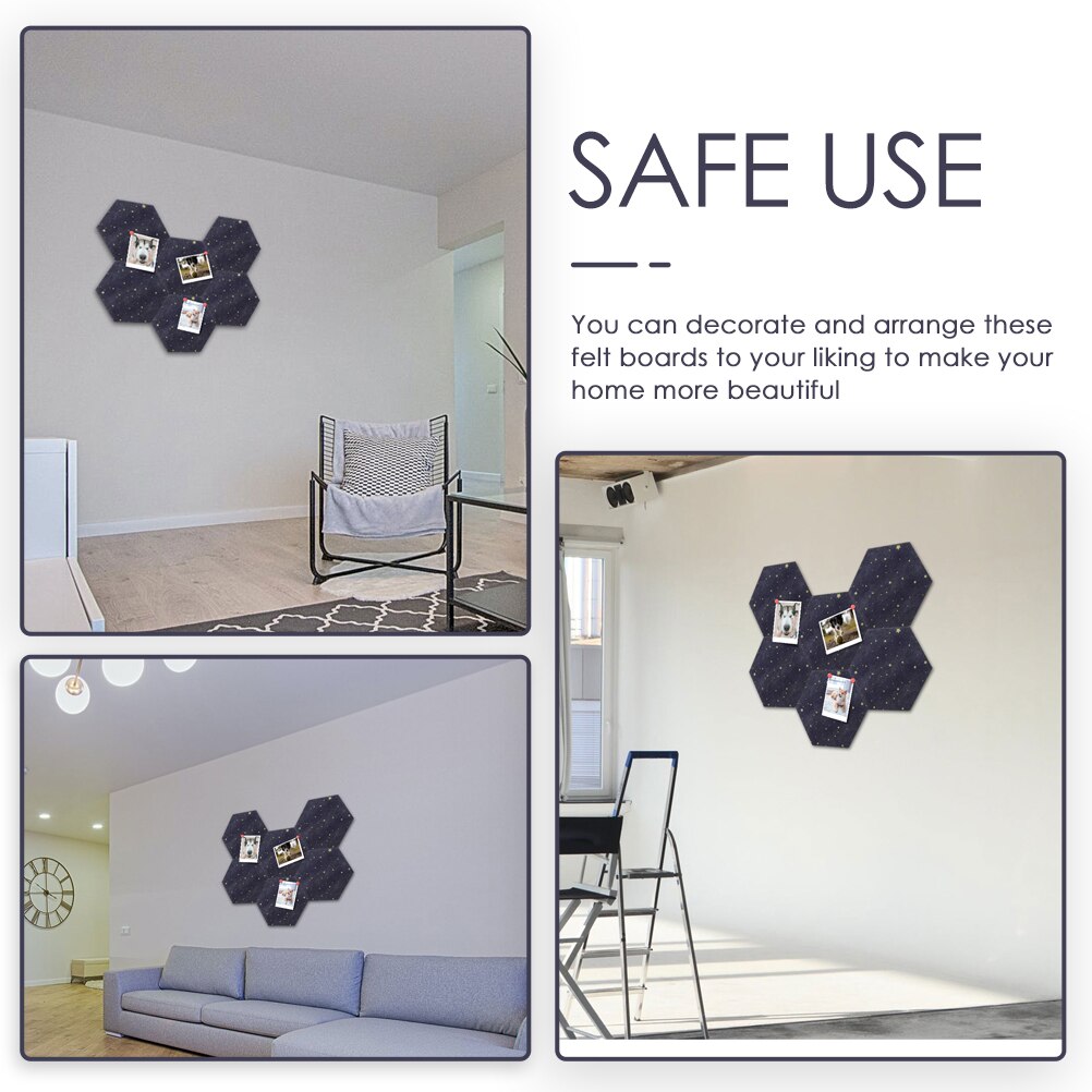 Tablero de fieltro hexagonal de 2 piezas, tablón de anuncios de pared artesanal, autoadhesivo, tablero de mensajes