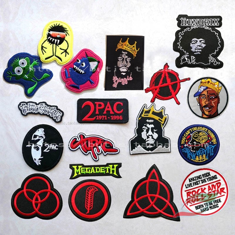Punk Rock Band Grappige Patroon A226 Terug Lijm Geborduurde Kleding Steken Decoratie Patch Kinderkleding Accessoires
