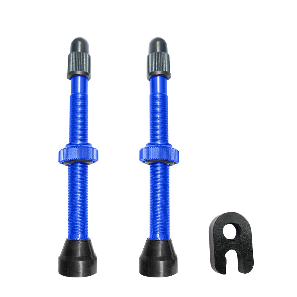 1 Pair Bicycle Presta Valve Brass Core 54mm 62mm 74mm Alloy Stem with Tool for MTB Mountain Road Bike Tubeless Tires: 74mm Blue