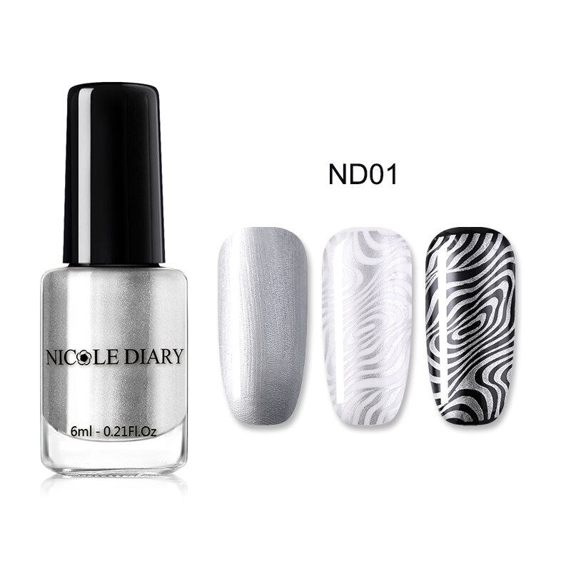 Nicole Dagboek 6 Ml Metallic Stempelen Nagellak Nail Kleur Print Nail Art Shimmer Diy Nail Art Varnish: ND01