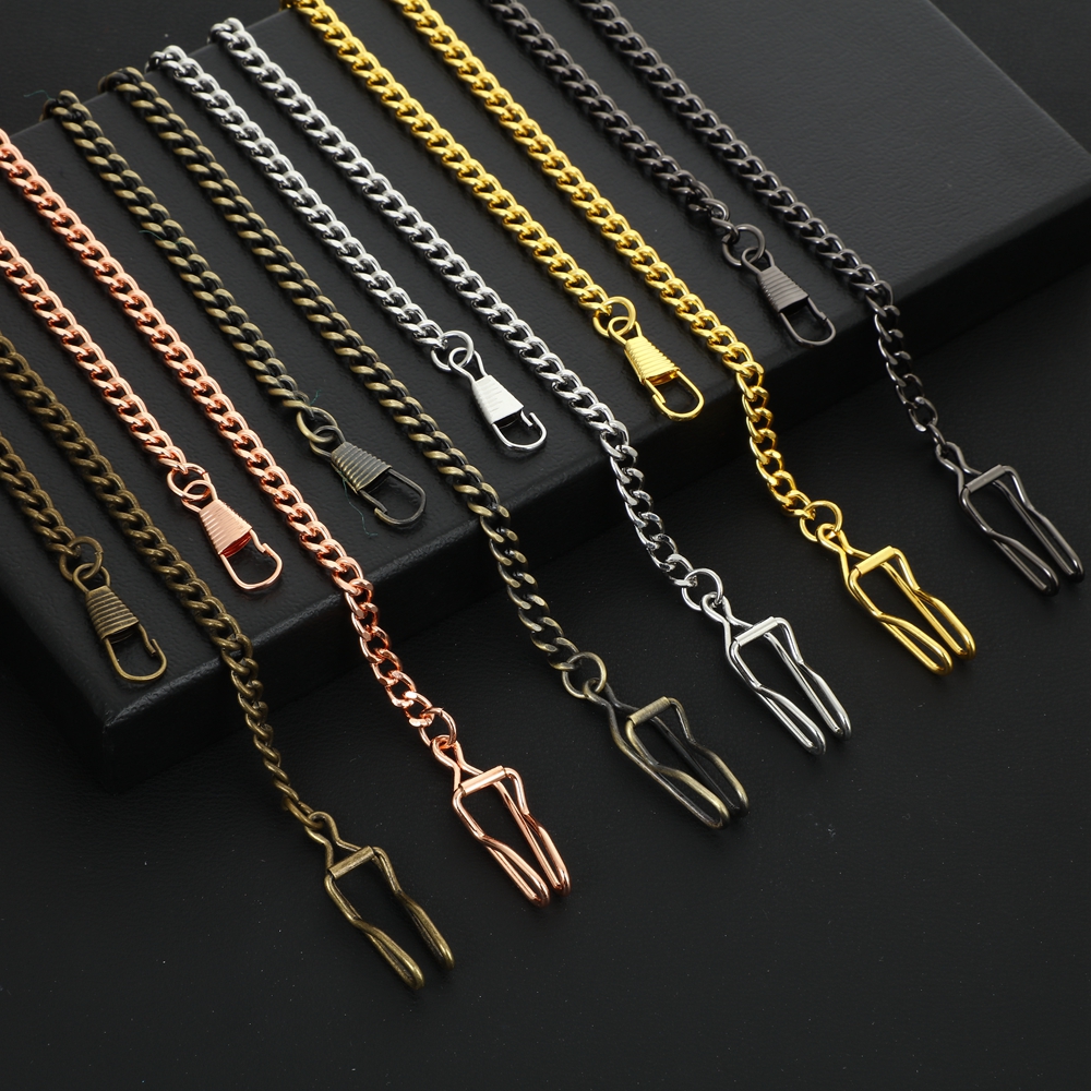 Reloj de bolsillo clásico de acero inoxidable, cadena plateada, negra, dorada, bronce, cadenas geniales, accesorios para relojes de bolsillo,