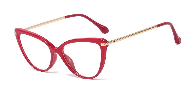 45963 Plastic Titanium Retro Cat Eye Brilmonturen Mannen Vrouwen Optische Mode Computer Bril: C3 red