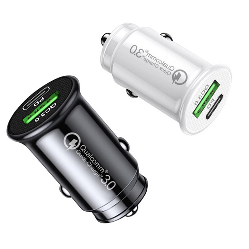 Ładowarka samochodowa szybkie ładowanie QC 3.0 porty USB type-c ładowarka do iPhone 13 12 Pro Samsung Xiaomi przenośna ładowarka do telefonu komórkowego