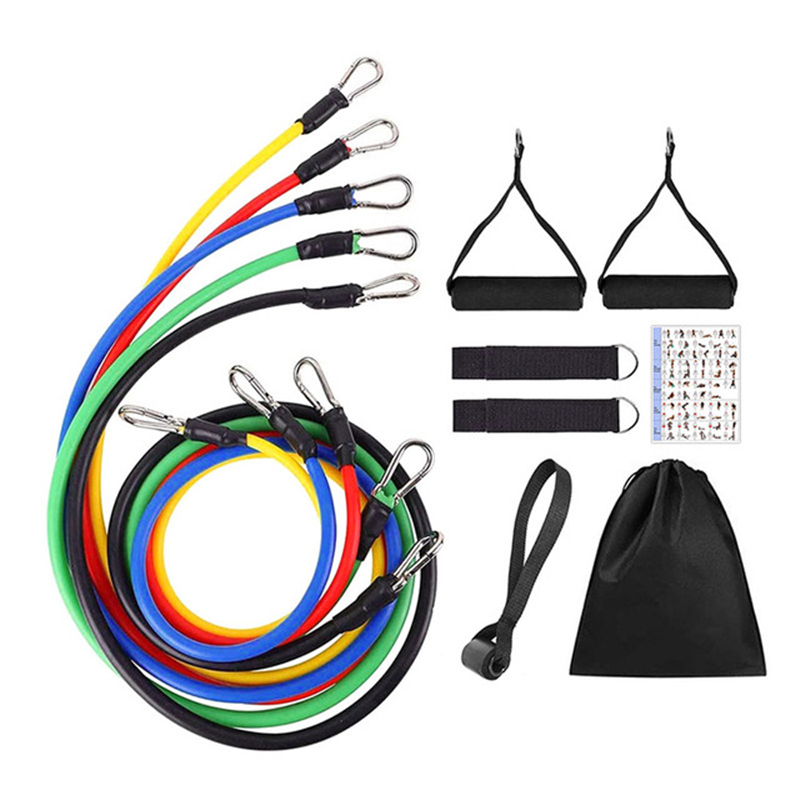 11 Stück/einstellen Zugseil, Widerstandsbänder, tragbare Fitnessgeräte, Knöchelgurt, Brustexpander, elastisches Übungsband