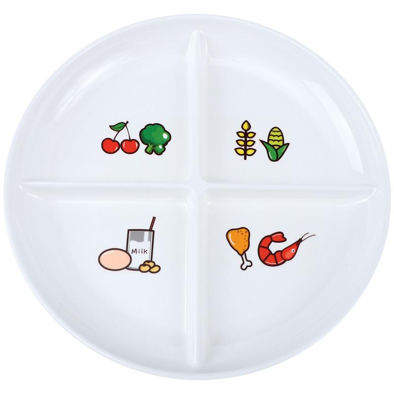 Plato de ración dividido para niños, plato de cocina para reducir la grasa, vajilla de desayuno, subplato cuantitativo para pérdida de peso, 1 ud.: Rojo