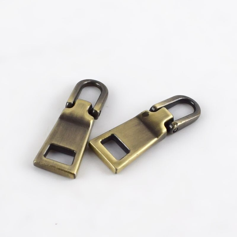 Meetee 10Pcs 9X28Mm 3 # Metalen Rits Trekkers Ritsen Pull Tab Zip Reparatie Kits Diy Kleermaker gereedschap Naaien Hardware Accessoires: Brass