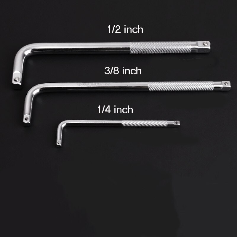 1/4 "3/8" 1/2 "unidad L, tipo Llave de tubo curvada, barra de conexión para destornillador de carraca, herramienta de reparación de automóviles, varilla de extensión curvada: 3pcs set