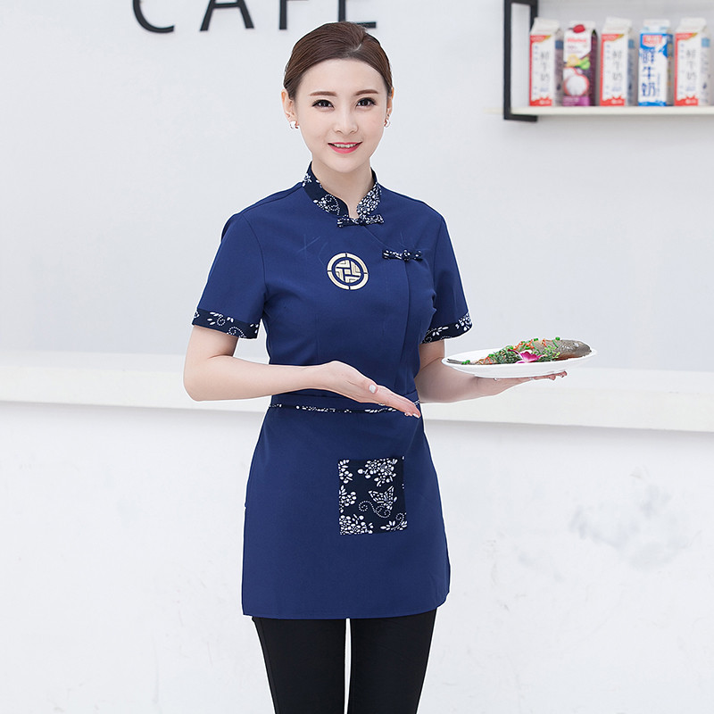 summer uniforms Western Restaurant Waiter Work Wear Short Sleeved Overalls Female Hotel Restaurant Work Clothes