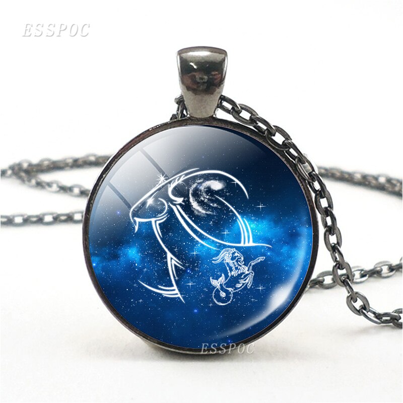 12 konstellationen Halskette 12 Tierkreis Zeichen Widder Leo Gemini Libra Virgo Krebs Glas Cabochon Anhänger Schwarz Kette Halsband