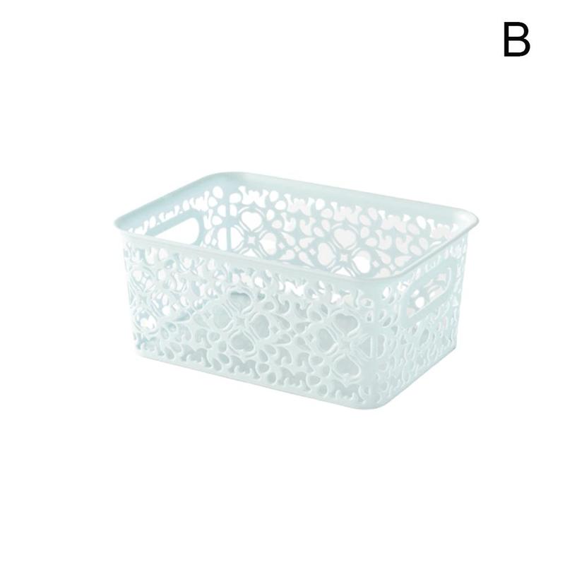 Panier de rangement en plastique en dentelle avec couvercle, grand panier de rangement de jouets divers pour la maison, panier de rangement pour vêtements A1I6: B