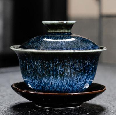 Dehua biała porcelana Gaiwan duży ceramiczny niebieski i biały Sancai przykrywka do filiżanki pojedyncza filiżanka Jingdezhen zestaw do parzenia herbaty: 15