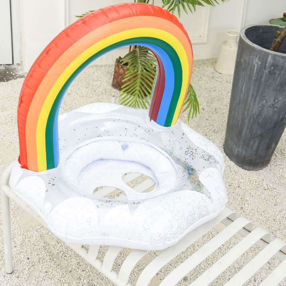 Regenboog Zwemmen Cirkel Zwembad Pvc Float Babyzitje Opblaasbare Ring Zwemmen Veiligheid Training Voor Peuter Zomer Zwembad Speelgoed