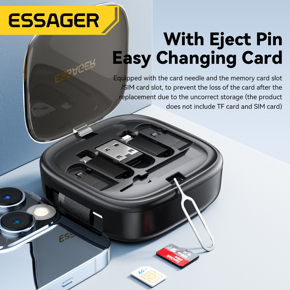 Essager usb c zu tpye c kabel pd 60w für xiaomi poco schnell lade daten reise multifunktion ales kabel mit halter aufbewahrung sbox