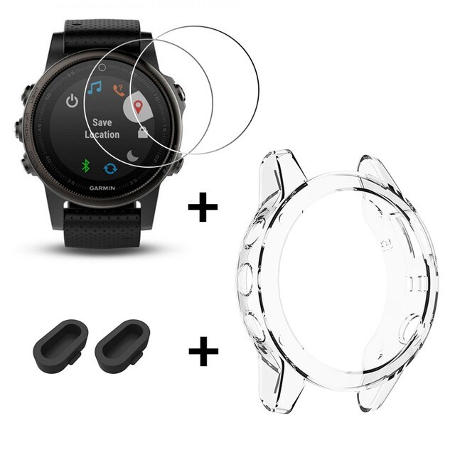 Soft Protective Case For Garmin Fenix 6 6s 6x Pro Dust Plug Watch 9H Screen Protector For Fenix 6 6S 6X Pro Flexible Glass Film: Clear / Fenix 6s 6sPro