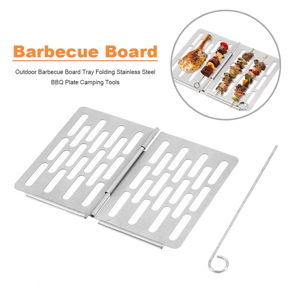 304 S/m/L Rvs Outdoor Camping Folding Barbecue Board Wilde Picknick Draagbare Grille Outdoor Barbecue Netto