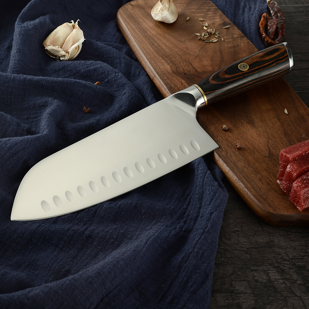 Non-stick Cleaver High Grade Chopping Knife Kitchen 5Cr15 High Hardness Color Wood Handle Razor Sharp Blade Santoku Chef Knives