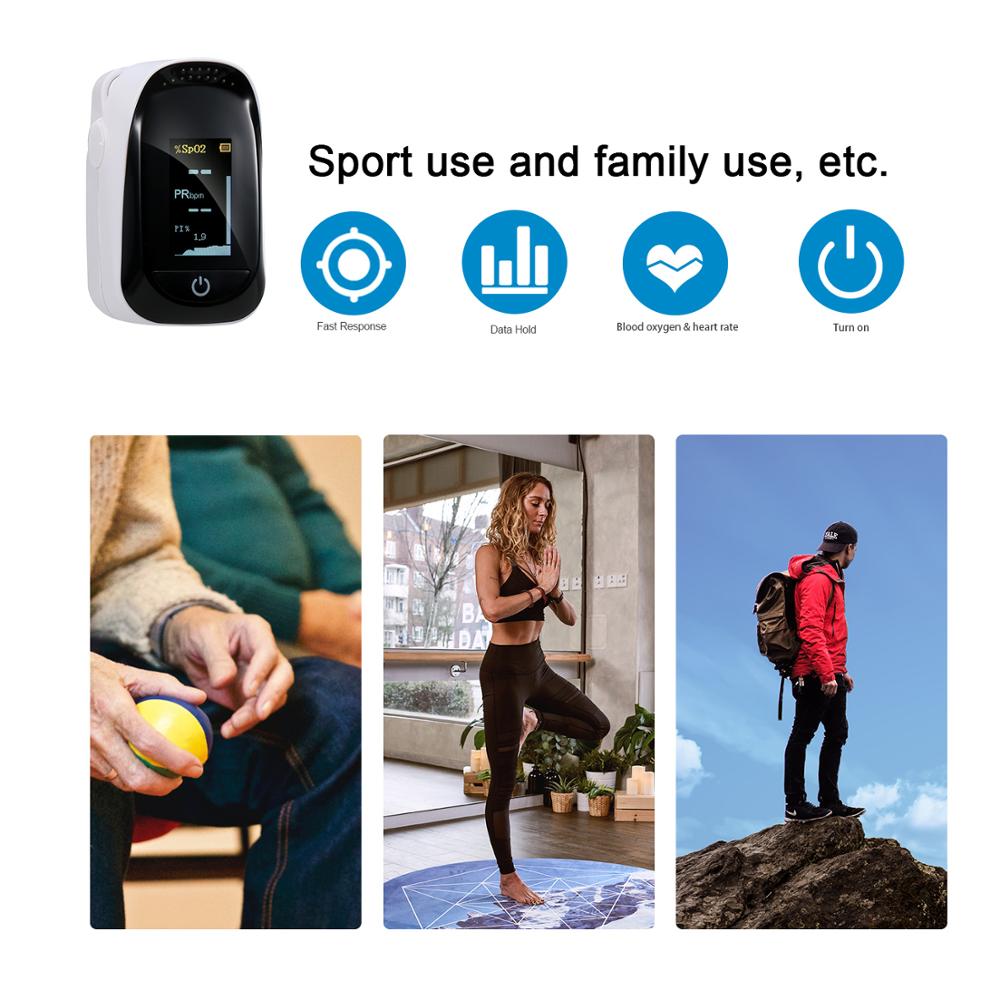 Portable Pulse Oximeter Precise Blood Saturation Detector TFT Display Reading Home/Sport with Box Rope 8S into Sleeping Mode