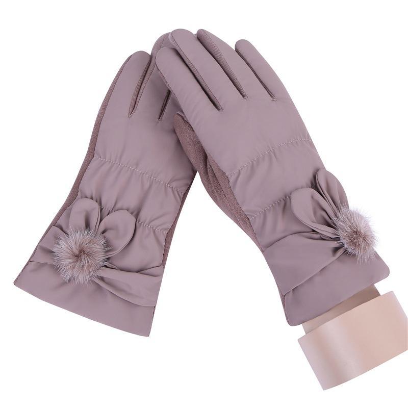 Women Casual Solid Full-Finger Windproof Touch 027A, 027C, 027D, 027E Screen Warm Screen, Gloves Unisex: light purple027a