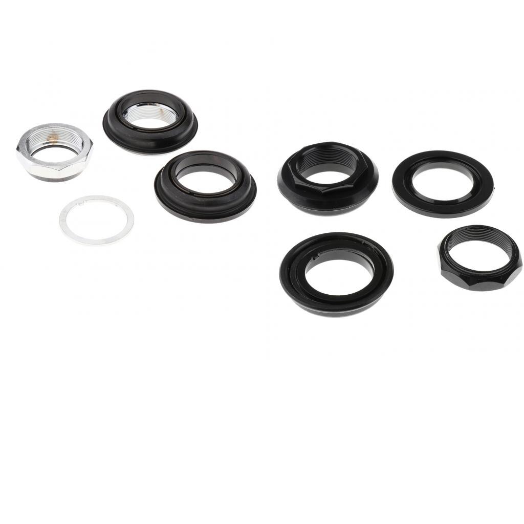 Bike Bicycle 1 1/8'' External Threaded Conversion Bearing Headset with Cartridge Bearings 44mm Black Silver