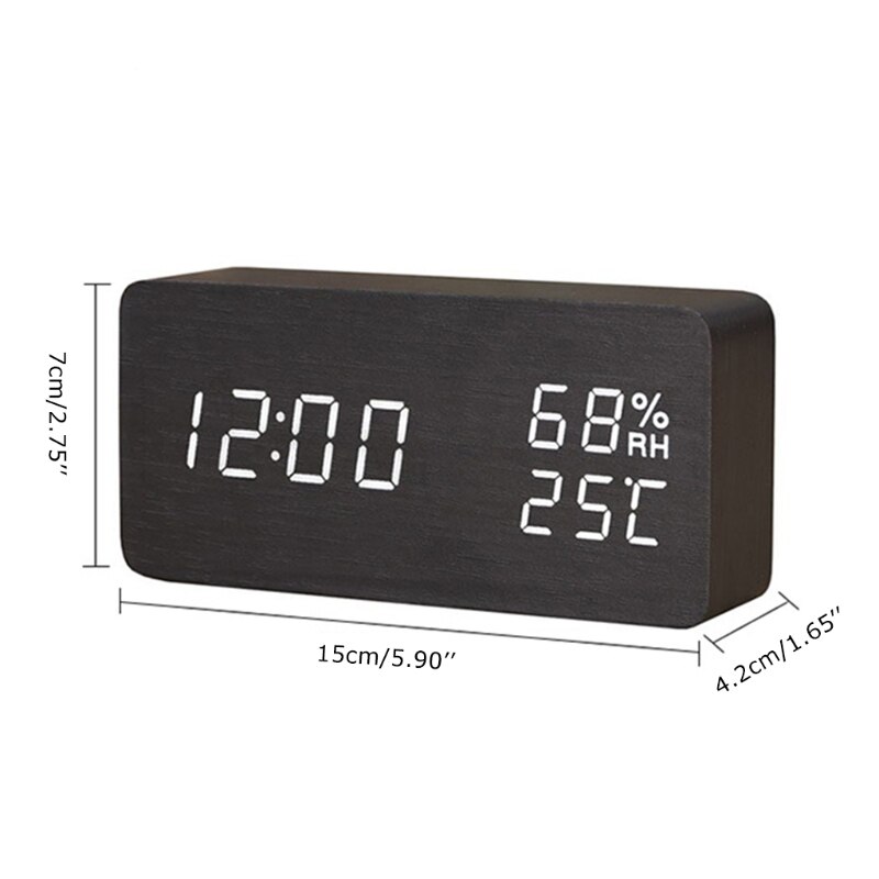 Multifunction Alarm Clock in Wood Digital Alarm Clock Prevent Being Late and Sleeping Home Decoration