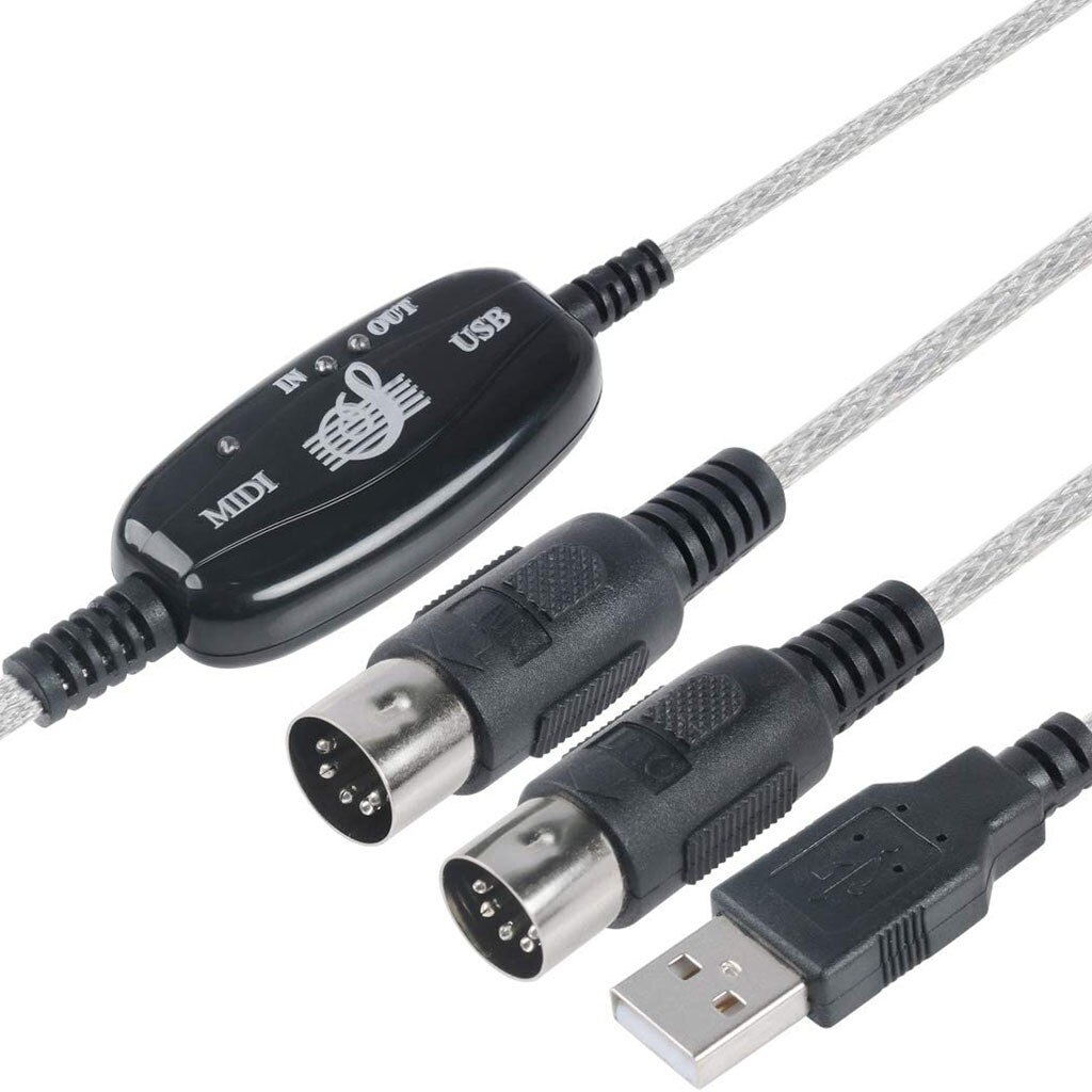 Cable Converter 2 in 1 Computer to Synthesizer Music Studio Keyboard Interface Cable Plug Controller USB to Midi interface cable