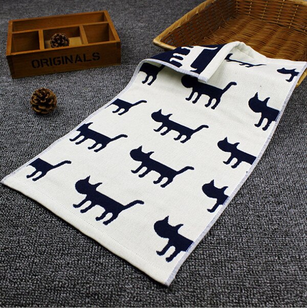 3 stuks cartoon kat handdoekjes gezichtshanddoeken katoenen snel drogende zachte washandjes badkamerhanddoeken: Blauw / 2550cm