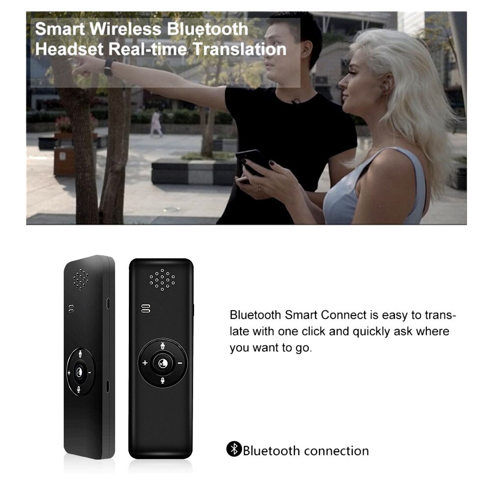 Wireless Bluetooth Photo translation Smart speech real-time Voice T11 Translator Multi-Languages Black