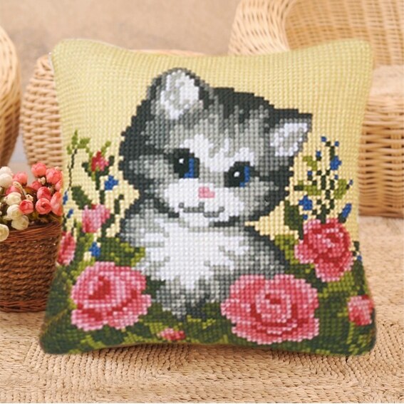 Foamiran Cat Latch Hook Kits Rug Canvas Cushion Pillowcase Latch Hook Embroidery Carpet Crocheting Unfinished ковровая вышивка: Army green