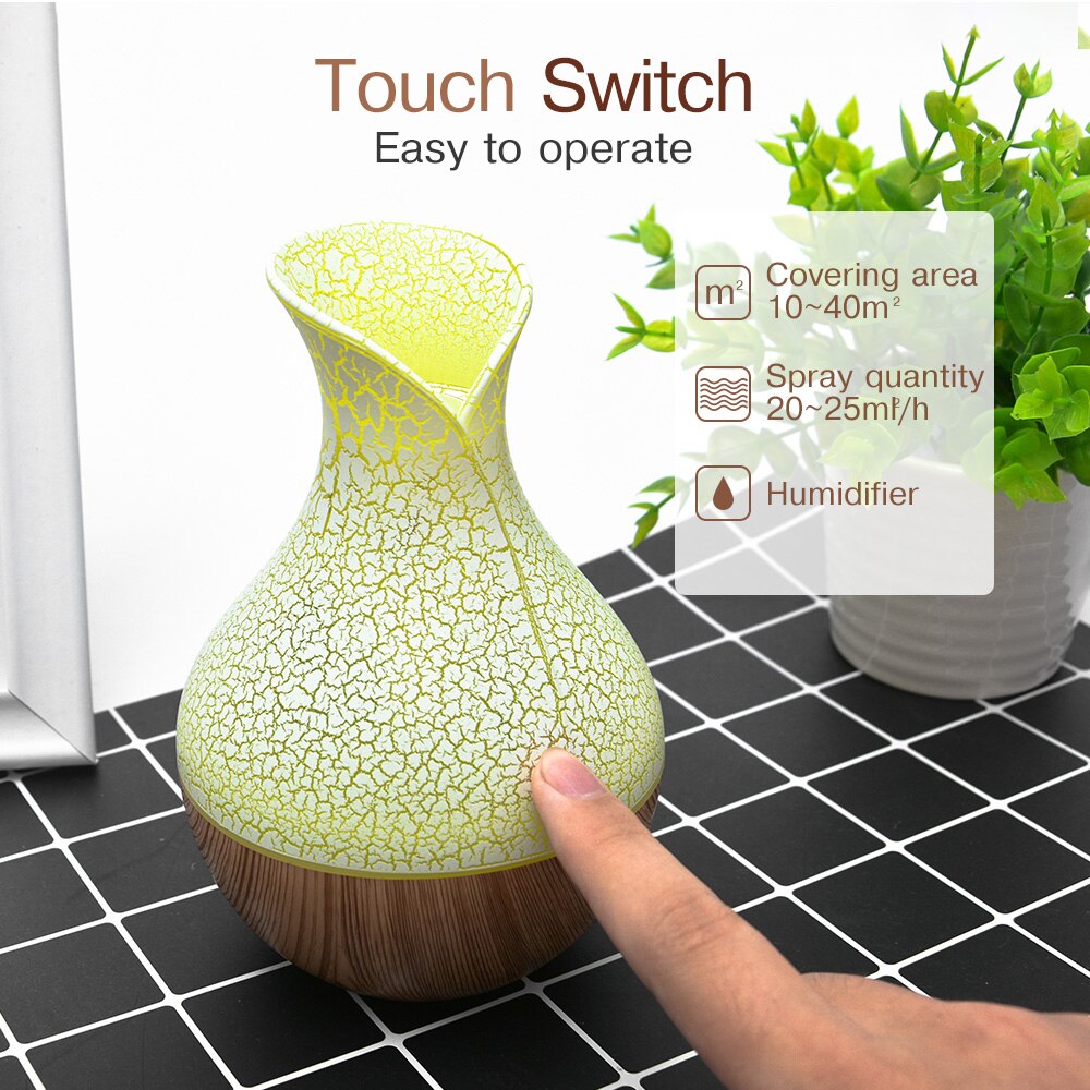 Air Humidifier Wood Mini Ultrasonic Diffuser Air Purifier Essential Oil Aroma Diffuser LED Light Night Air Freshener for Home