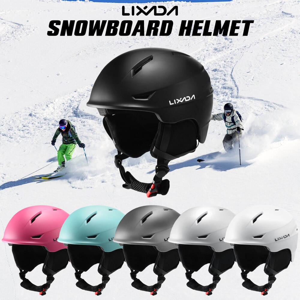 Lixada snowboard hjelm med aftagelig øreprop unisex sikkerhedsskihjelm med beskyttelsesbriller fast strop skihjelm