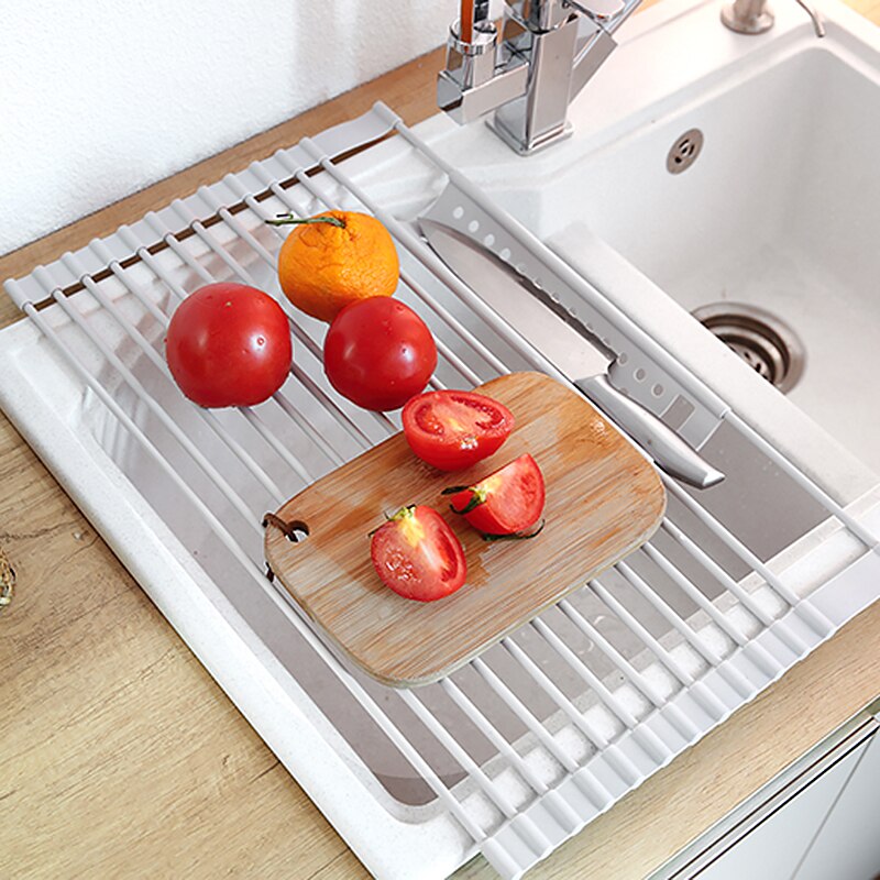 Küche Ablauf Stehen Teleskop Waschbecken Gestell Küche Reinigung Obst Gemüse Regal Korb Obst Gemüse Gestell für Küche