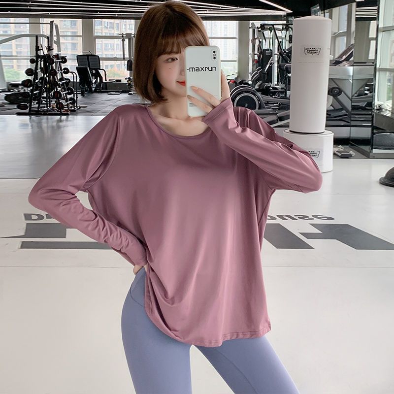 Atmungsaktives yoga-shirt für damen, langärmelig, schöner rückenausschnitt, fitness-lauf-sporttop, herbst/winter, schnelltrocknendes t-shirt