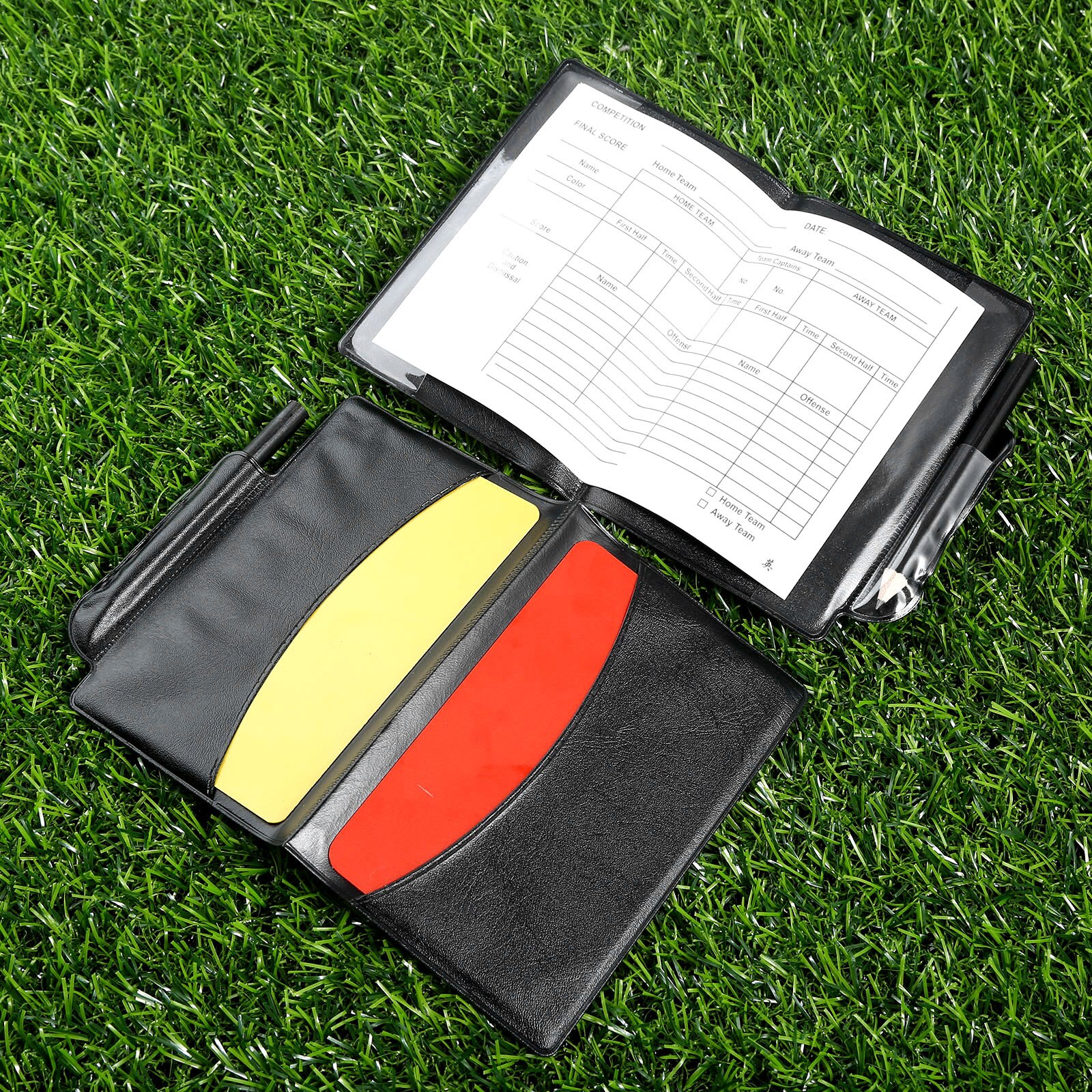 Gohantee fußballzubehör: schiedsrichter-notizbuch mit roter und gelber karte sowie bleistift für fußballschiedsrichter