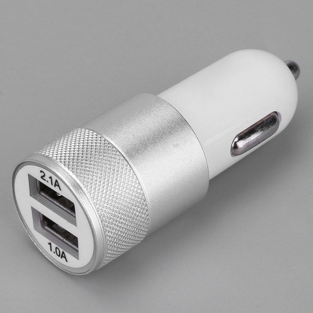 2.1A 1.0A Auto-opladers Professionele 2 Poorten Opladen Aluminium Dual Usb Socket Adapter Metalen Shell Oplader Levert