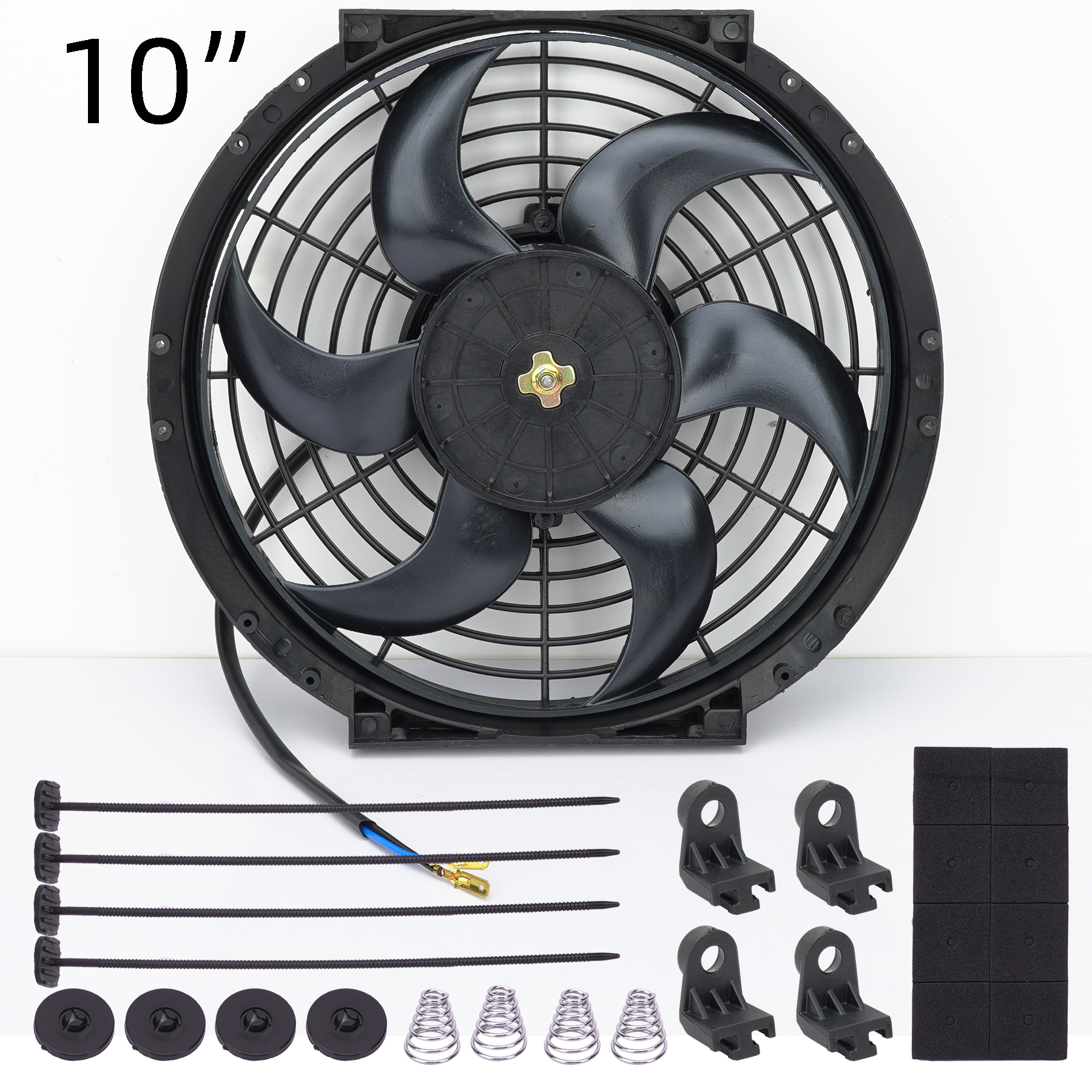 Car 12V Fan 80W Slim Electric Radiator Coolling Fans Push Pull Mount Installation Kit Cooling Systems Universal Automotive Fan: WHITE