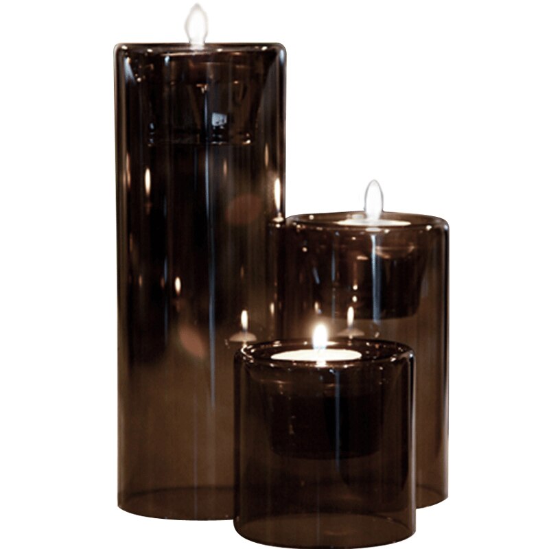 Zwart Transparant Kaarshouder Nordic Glas Romantische Moderne Kaarshouder Tafel Mesa Woondecoratie Kandelaar Candelabros