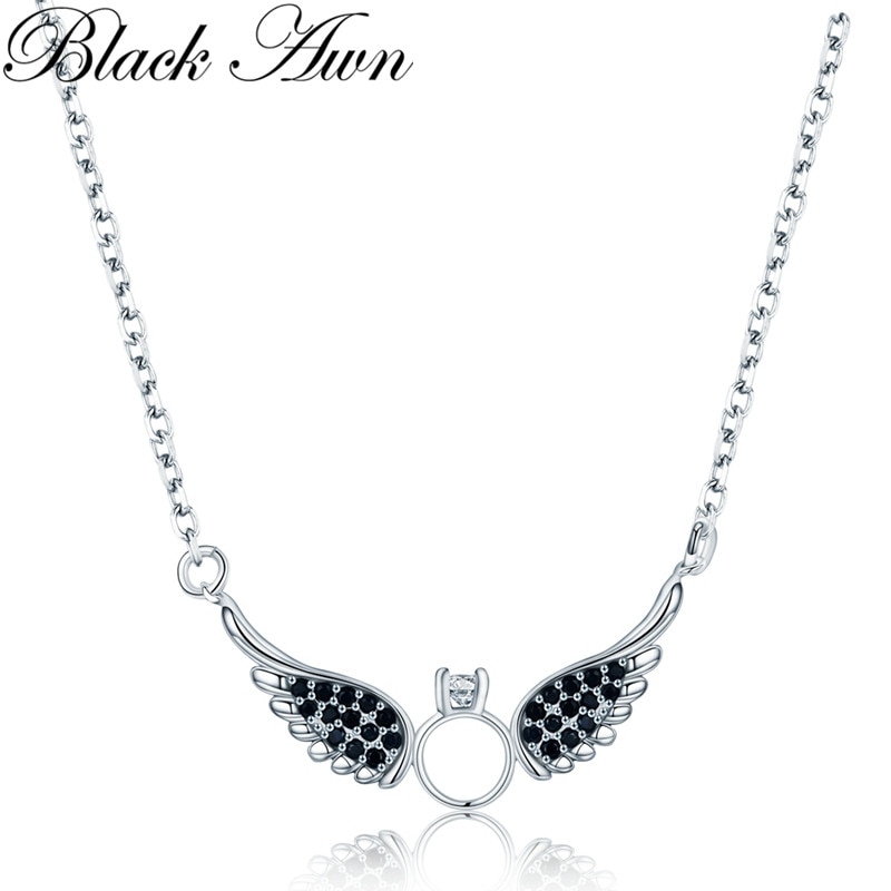 Classic 925 Sterling Silver Fine Jewelry Trendy Wing Engagement necklaces & pendants for Women P195