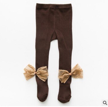 Filles bébé bande dessinée nœuds collants bébé fille collants coton enfants patchwork bas enfants vêtements: Marron / 3 - 5 Y