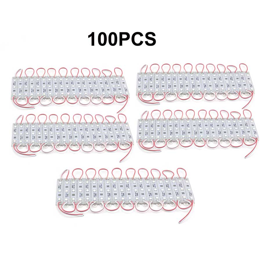 LED Modules Light SMD 5050 3 LED DC12V Waterproof Advertisement Sign Letter Storefront Strip Modules Lamp Light Red Color: 100PCS