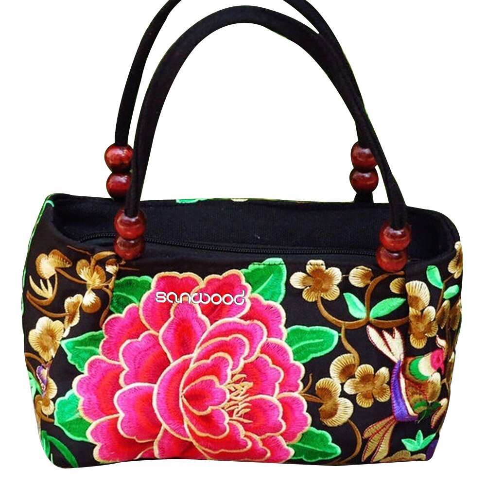 Femmes sac à main sacs à bandoulière rétro Style chinois Double face toile fleur impression broderie ethnique petit sac